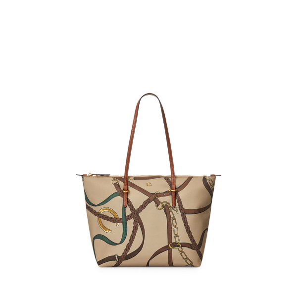 Belting-Print Oxford Small Keaton Tote for Women | Ralph LaurenÂ® IE
