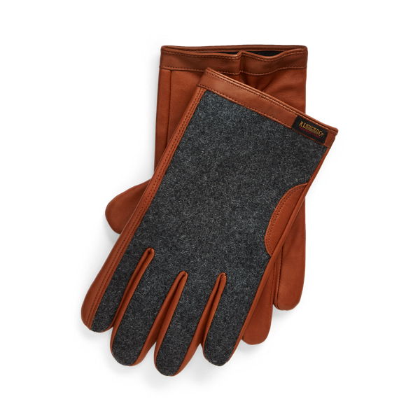 Polo Ralph Lauren Leather &amp; Wool-Blend Touch-Screen Gloves 1