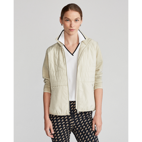 Polo Ralph Lauren Quilted Hybrid Zip-up Jacket In Basic Sand