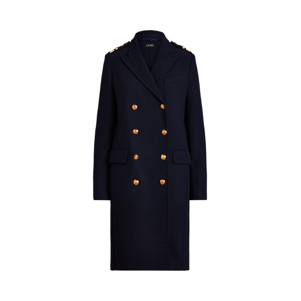 Manteau croisé en sergé de laine