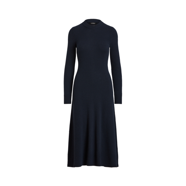 Ralph Lauren Wool-blend Long-sleeve Sweater Dress In Lauren Navy