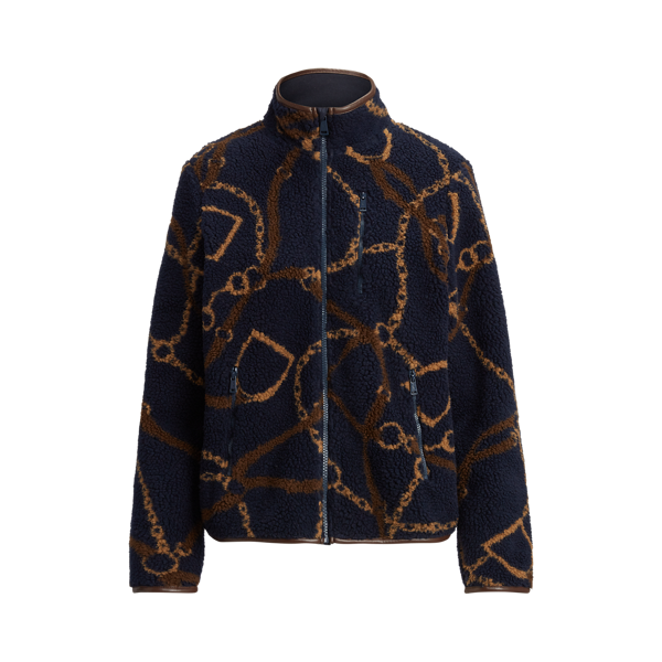 Veste en fausse peau lainée motif brides