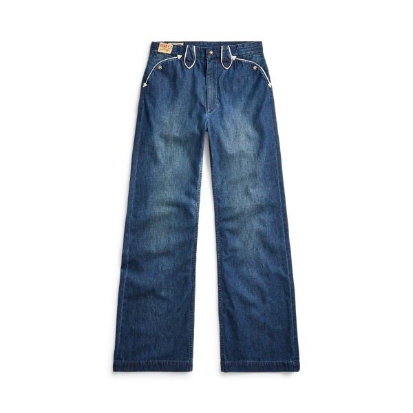 Pantalon western en denim indigo
