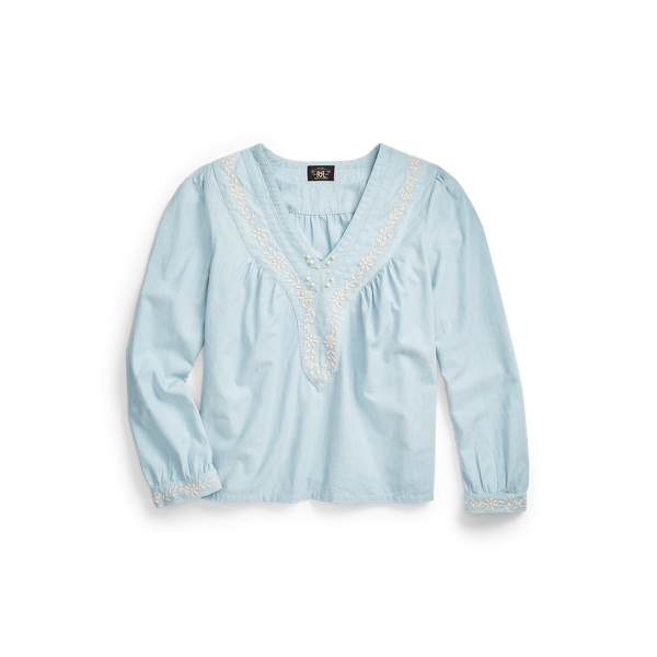 Chemisier en chambray brodé