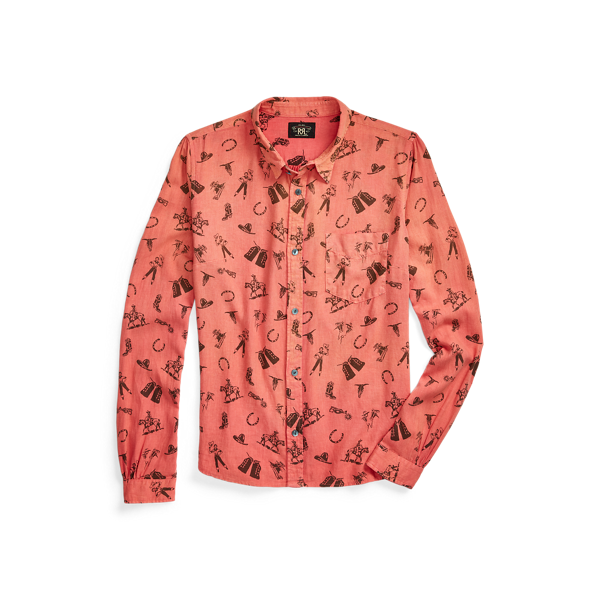 Chemisier à motif western en lin mélangé