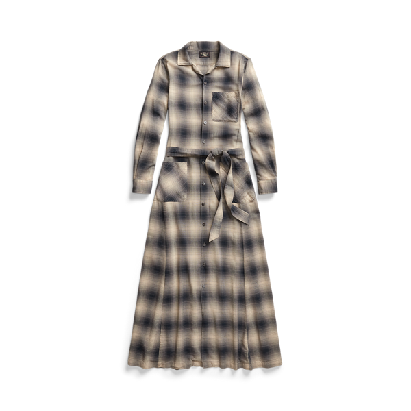 Robe-chemise à motif écossais ombré