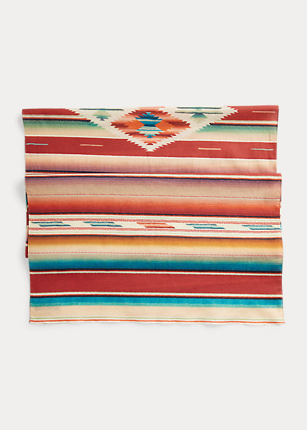Double Rl Serape-print Cotton Scarf In Red/teal Multi