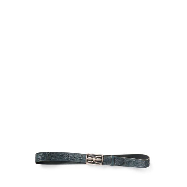 RRL Hand-Tooled Indigo Leather Belt 2
