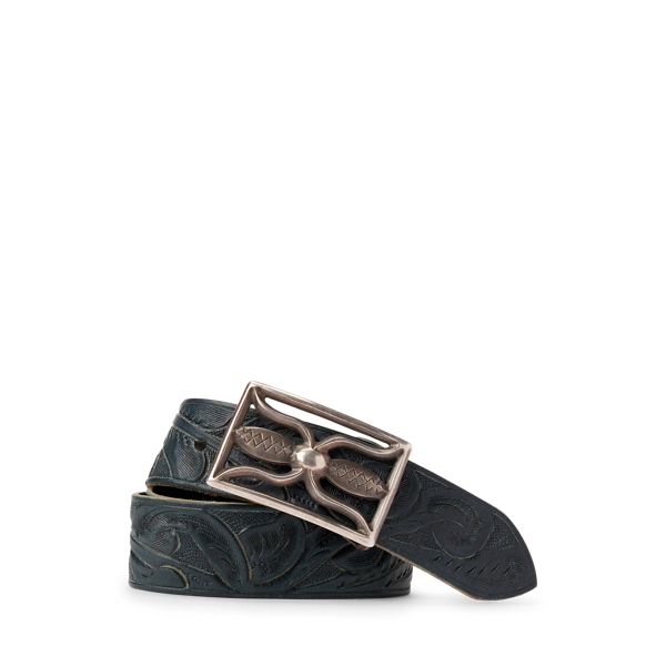 RRL Hand-Tooled Indigo Leather Belt 1