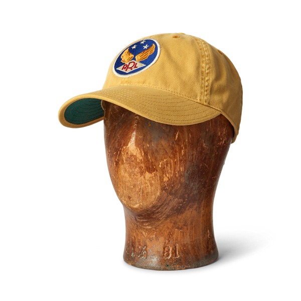 Double Rl Winged-logo Ball Cap In Antique Gold