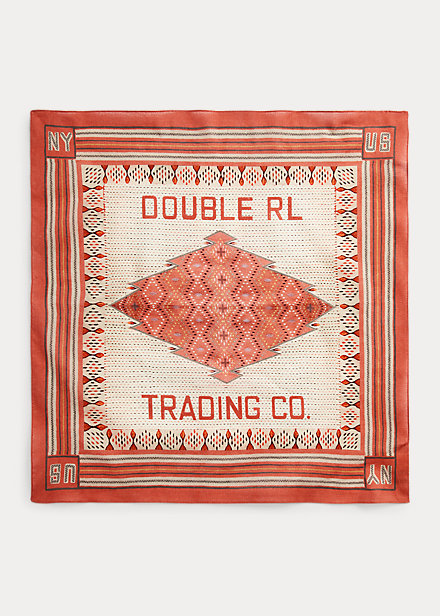 Double Rl Logo-print Cotton Bandanna In Faded Red Multi