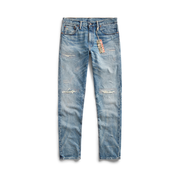 Jean slim étroit rapiécé à la main