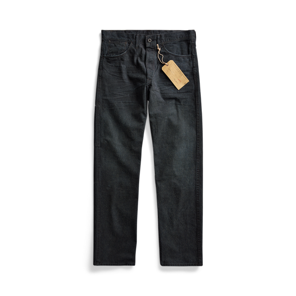 Pantalon droit indigo rayé