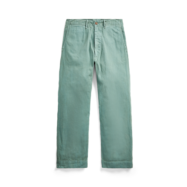 Pantalon treillis sergé teint en pièce