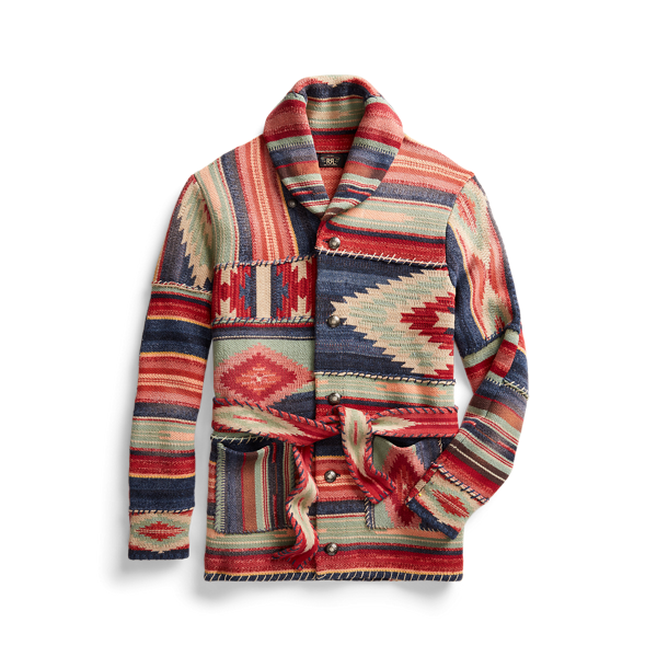 Cardigan ceinturé en patchwork