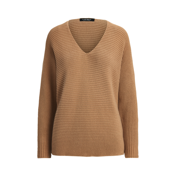 Pull à col en V en coton peigné