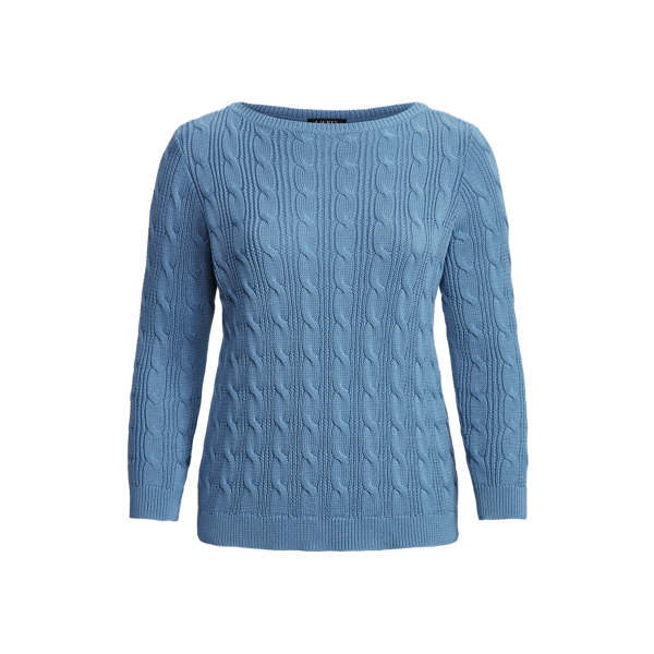 Pull torsadé en coton à encolure bateau