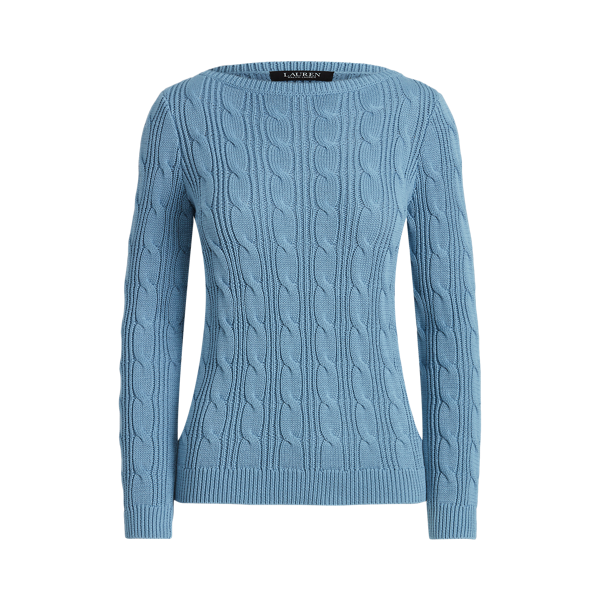 Pull torsadé en coton à encolure bateau