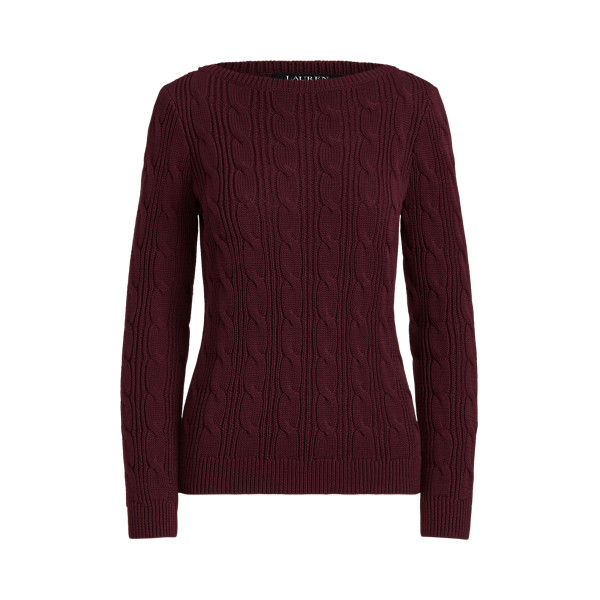 Pull torsadé en coton à encolure bateau