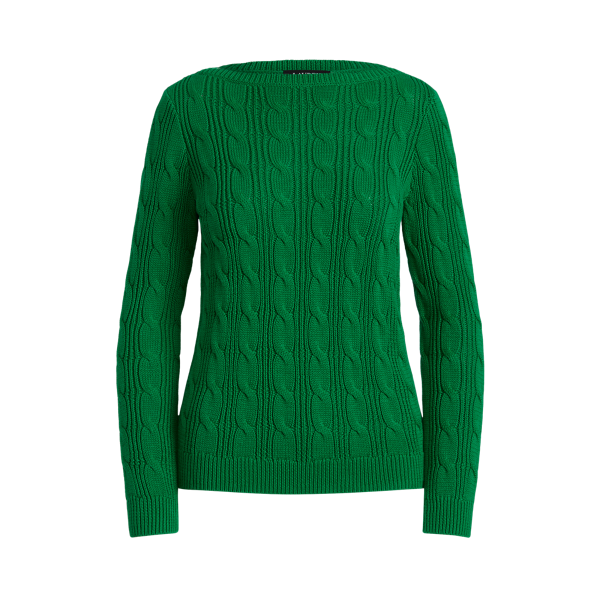 Pull torsadé en coton à encolure bateau