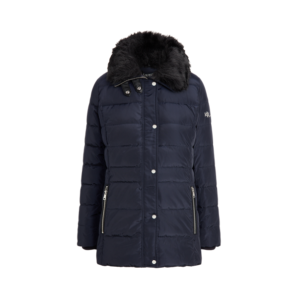 Doudoune bordée de fausse fourrure