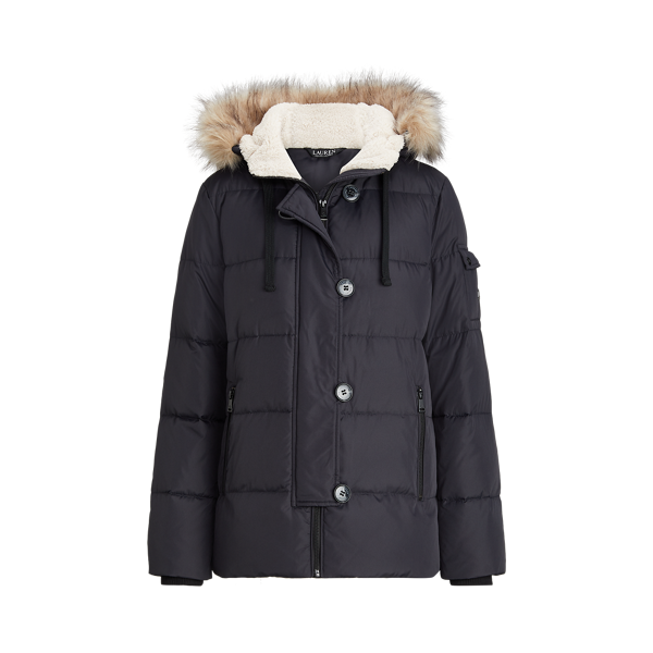 Doudoune bordée de fausse fourrure