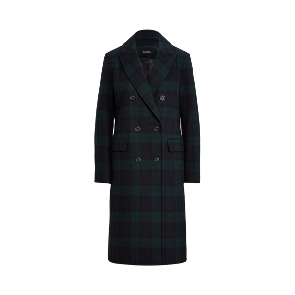 Manteau écossais en laine mélangée