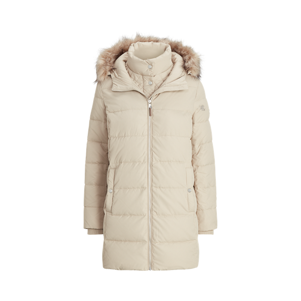 Doudoune bordée de fausse fourrure