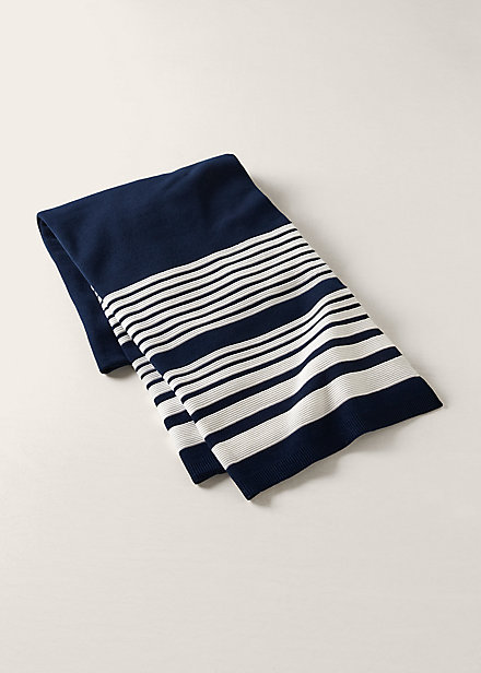 Ralph Lauren Harlow Throw Blanket In Navy/off White