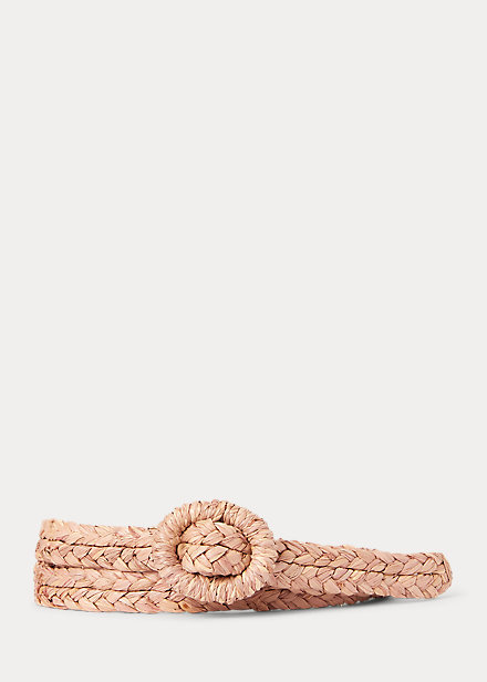 Polo Ralph Lauren Raffia Woven Belt In Pink