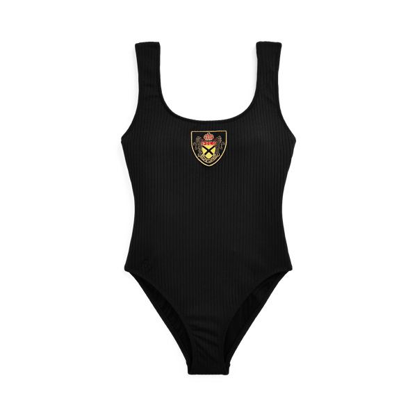 Maillot une pièce côtelé écusson Polo