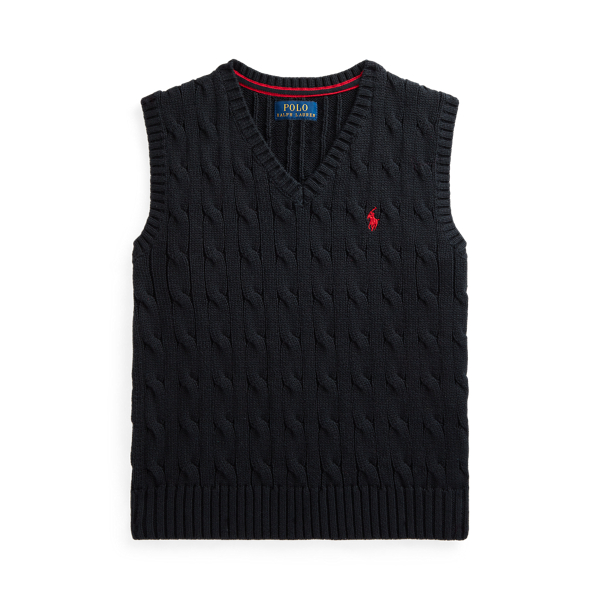 폴로 랄프로렌 Polo Ralph Lauren Cable Knit Cotton Sweater Vest,Polo Black