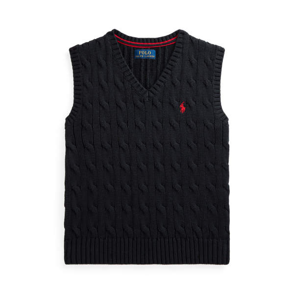 POLO RALPH LAUREN CABLE-KNIT COTTON SWEATER VEST,0043459395