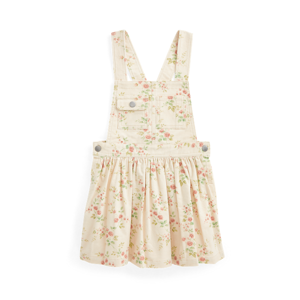 Robe salopette fleurie en velours côtelé