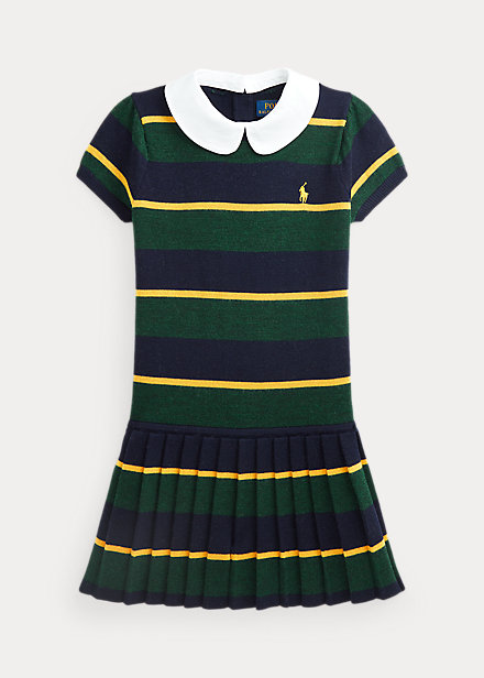Polo Ralph Lauren Kids' Striped Wool-blend Dress In Rl Navy Multi