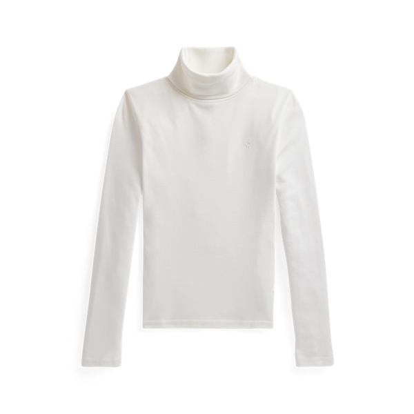 Col roulé côtelé en coton mélangé