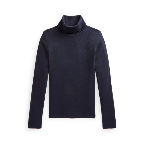 Col roulé côtelé en coton mélangé