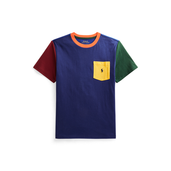 T-shirt à poche en coton en color-block