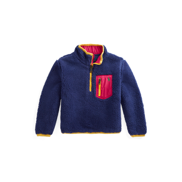 Pull demi-zippé en faux mouton retourné