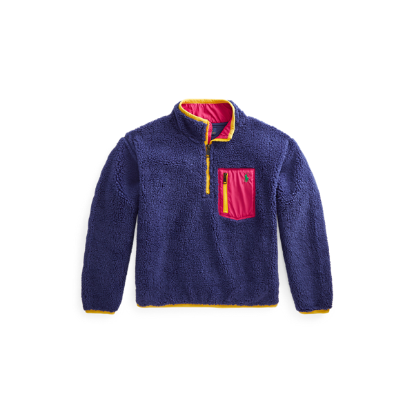 Pull demi-zippé en faux mouton retourné