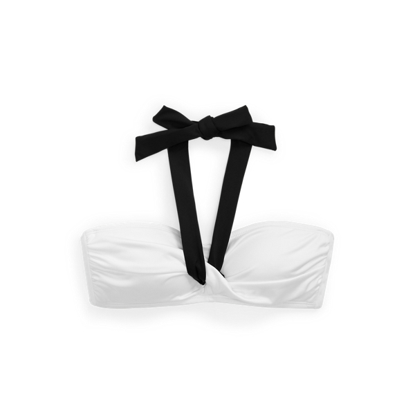 Shop Lauren Ralph Lauren Twisted-front Bandeau Top In Black/white