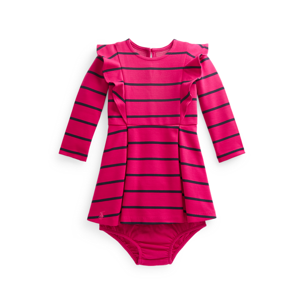 Robe rayée et bloomer en jersey ponte