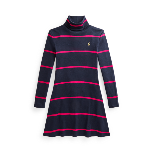 Robe rayée à col roulé en modal et coton