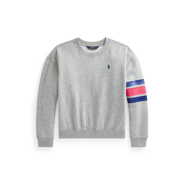 Sweat rayé à logo en molleton