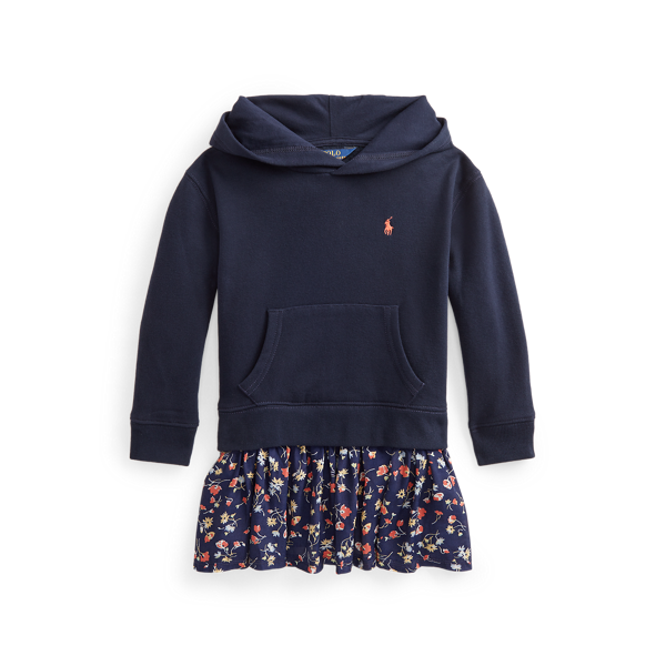 Robe-pull à capuche fleurie en molleton
