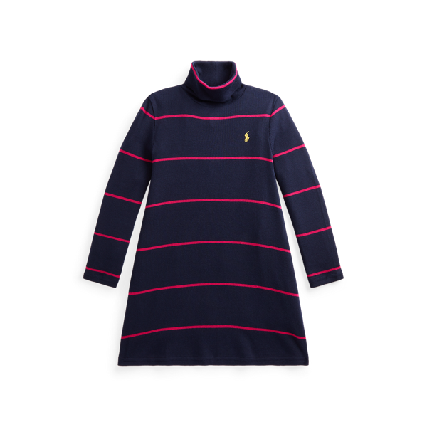 Robe rayée à col roulé en modal et coton