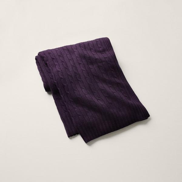 Ralph Lauren Cable Cashmere Throw Blanket In Royal Purple ModeSens