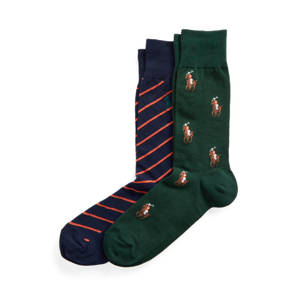 Polo Ralph Lauren Signature Pony & Striped Sock 2-pack In Red