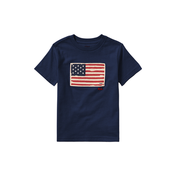 Polo Ralph Lauren Kids' Flag Cotton Jersey Tee In Cruise Navy