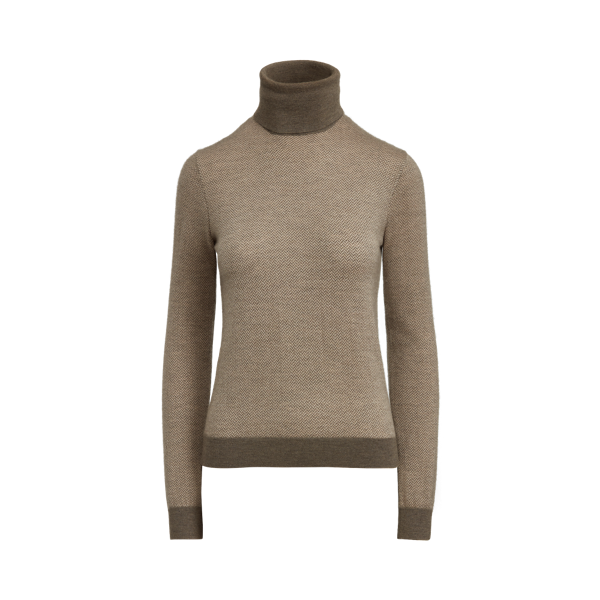 Pull à col roulé en cachemire à chevrons